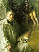 Anders Zorn sjalvportratt med modell oil painting artist